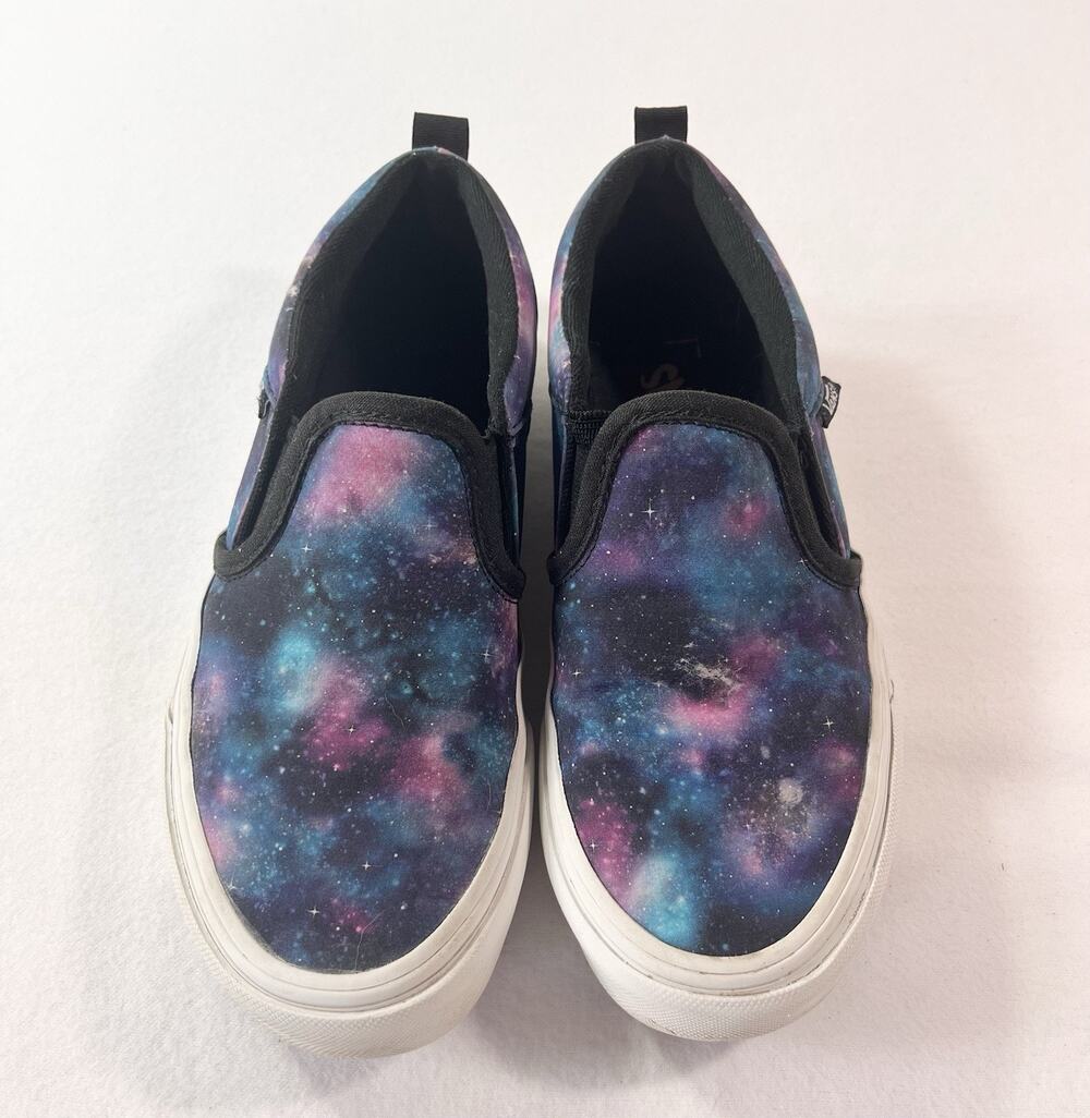 Vans Galaxy Print Slip On Skate Shoes, Kids Size 3